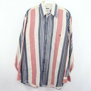 Vintage Gitano Striped Color Block Button Shirt M